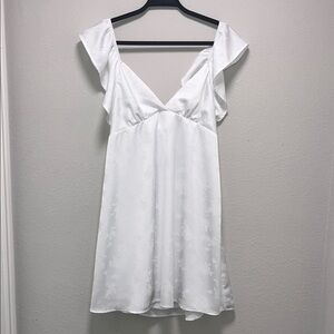 Altar’D State White Dress w/ Ruffle Sleeves Size Large